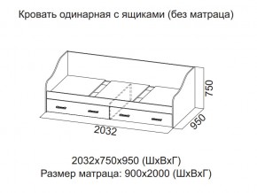 Кровать одинарная с ящиками (Без матраца 0,9*2,0) в Челябинске - magazin-mebel74.ru | фото