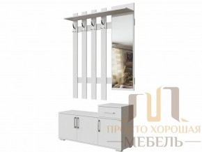 Вешалка с зеркалом 0,8 м №3 Ясень Анкор светлый в Челябинске - magazin-mebel74.ru | фото